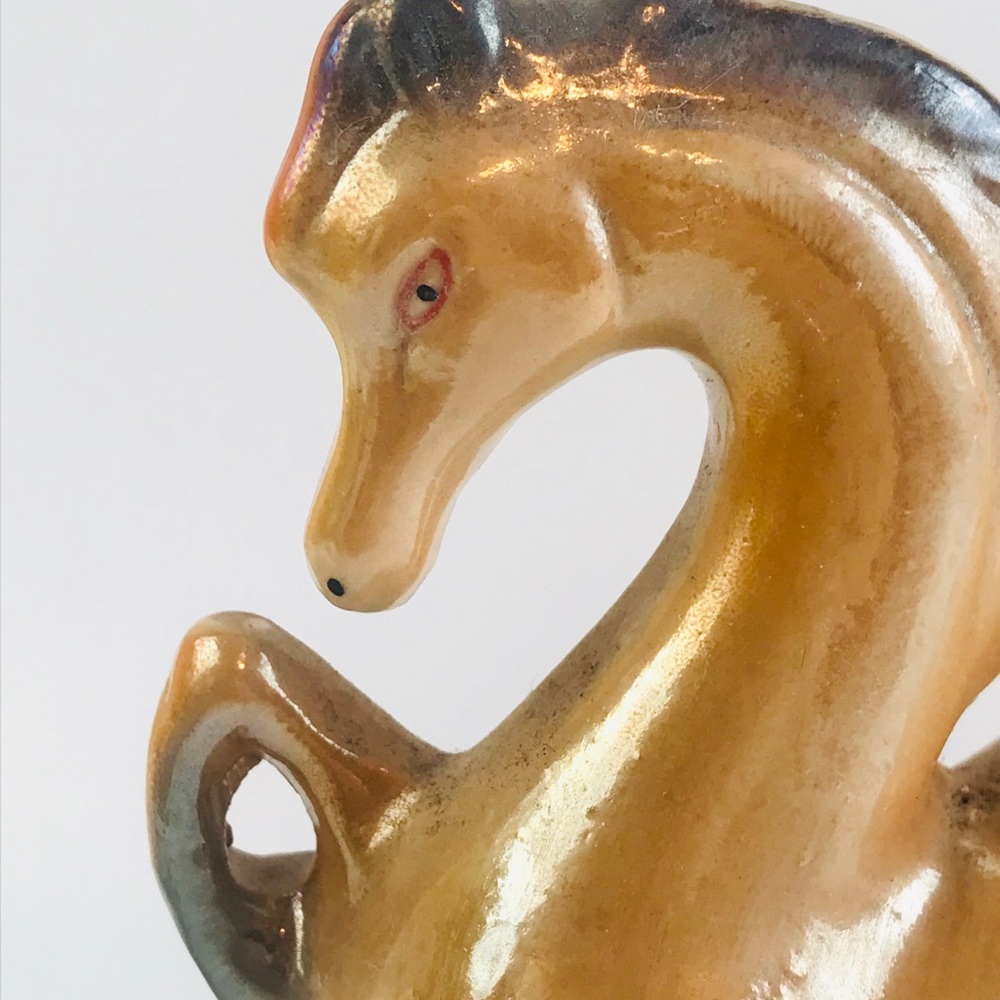 Brazilian Porcelain Luster Ware Prancing Horse MCM - Picture 3 of 8